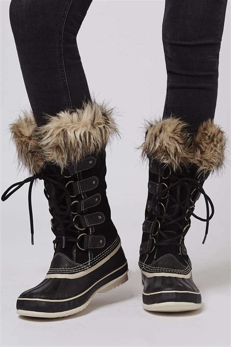 Lyst - Topshop Joan Of Arctic Sorel Boots in Black