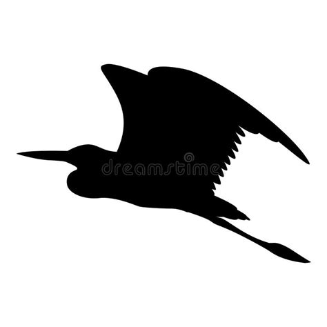 The Heron is Flying Vector Illustration Black Silhouette Stock Vector ...