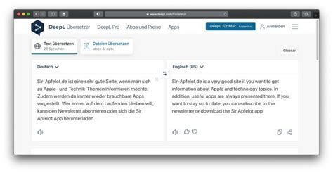 DeepL translator as website, app and pro version »Sir Apfelot