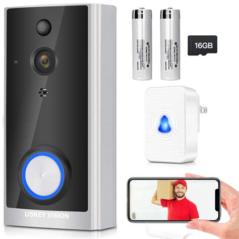 Wireless Video Doorbell with Chime, Wireless Doorbell Camera,Wirefree ...