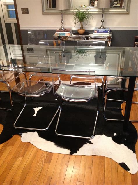 Decor4poor: Cowhide Rug in Dining Room