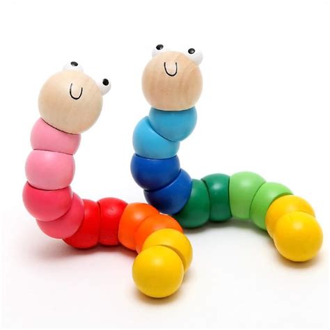 Toy Wooden Wiggly Worm 2 Supplied. These Colourful Cute - Etsy