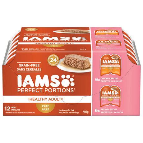 Iams Perfect Portions Healthy Adult Chicken & Salmon Pâté Wet Cat Food ...