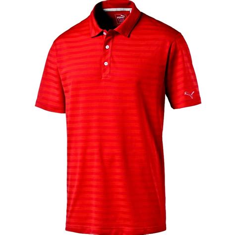 NEW Puma 2016 ESS Mixed Stripe Polo High Risk Red Small Golf Shirt ...