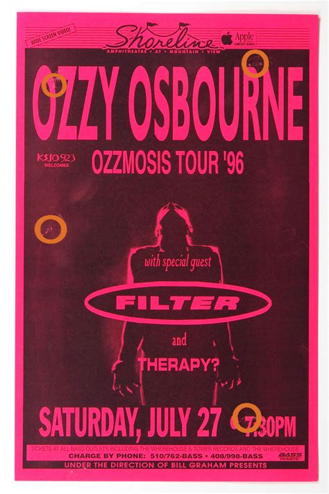 Ozzy Osbourne OzzFest 1996 Poster Shoreline Amphitheatre | Vintage ...