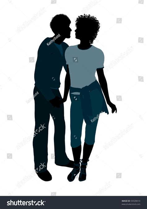 African American Couple Silhouette Illustration On Stock Illustration ...