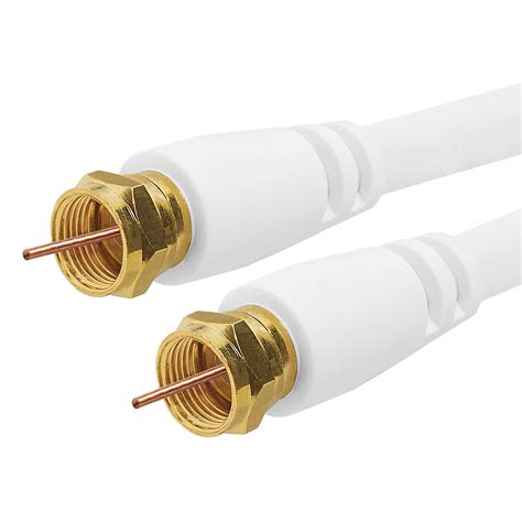 RG6 F-Type Coaxial 18AWG CL2 Rated 75 Ohm Cable - 12Feet White