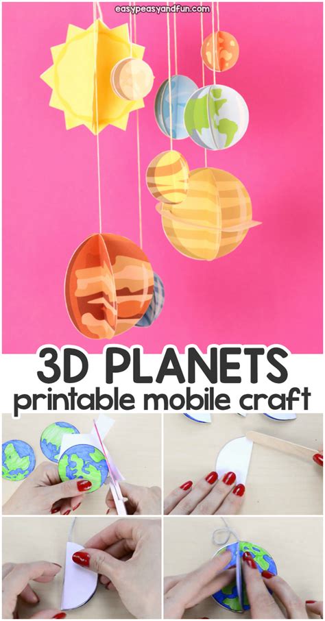 3D Paper Mobile Planets Craft Template – Solar System Craft - Mobitool