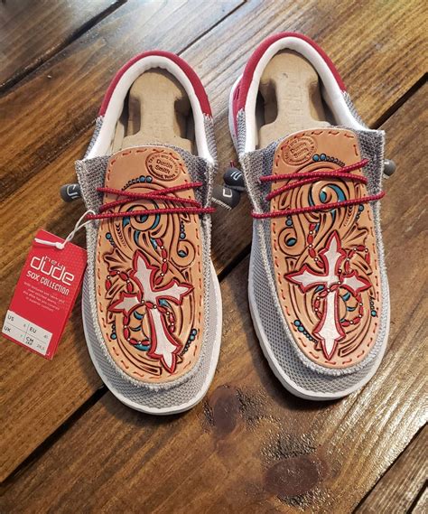 Custom tooled Hey Dude shoes | Etsy