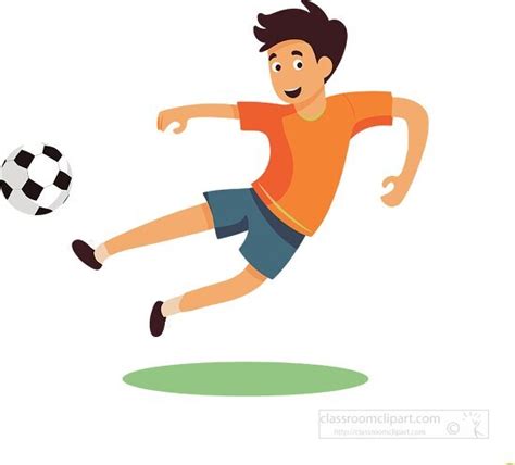 Soccer Clipart-young boy kicking a soccer ball on a field