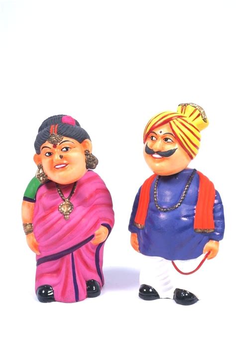 Handmade Clay Couple Navarathri Golu Doll - Blue #55324 | Buy Golu ...