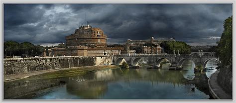 Mausoleum of Hadrian and bridge of Aelius. Panorama. Rome, Mausoleum of ...