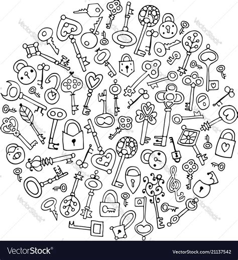 Keys collection sketch for your design Royalty Free Vector