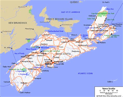 Image detail for -Hotel and Road Map of Nova Scotia - World Sites Atlas ...