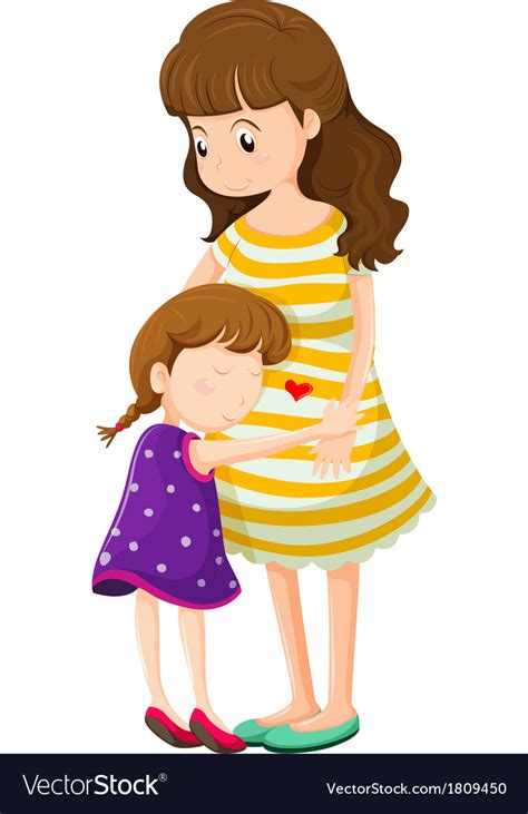 A daughter hugging her mother Royalty Free Vector Image