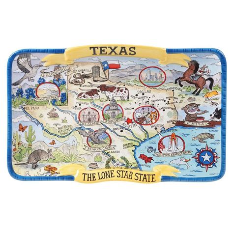 13" x 8" Earthenware Texas State Souvenir Serving Platter - Certified ...