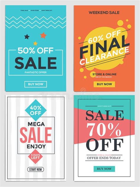 Sale and Discount Flyers. Flat Design Sale Flyer Template for websites ...