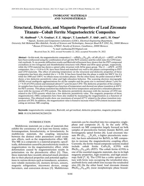 (PDF) Structural, Dielectric, and Magnetic Properties of Lead Zirconate ...