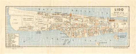 Old map of Venice Lido (Lido di Venezia) in 1929. Buy vintage map ...