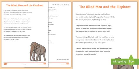 The Blind Men and the Elephant Poem (teacher made)