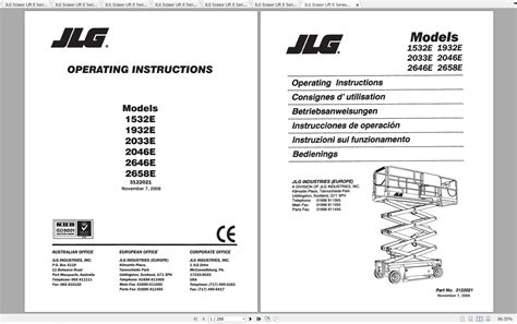 JLG Scissor Lift E Series Operation, Service & Parts Manuals