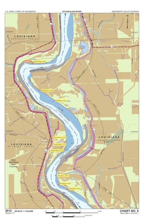 Chart 9 - Atchafalaya River Miles 11.9 to 20.1 map by US Army Corps of Engineers - New Orleans ...