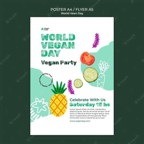 Free PSD | Abstract world vegan day poster template