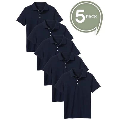 Galaxy By Harvic Boy's School Uniform Polo-5 Pack-navy Blue, 12 : Target