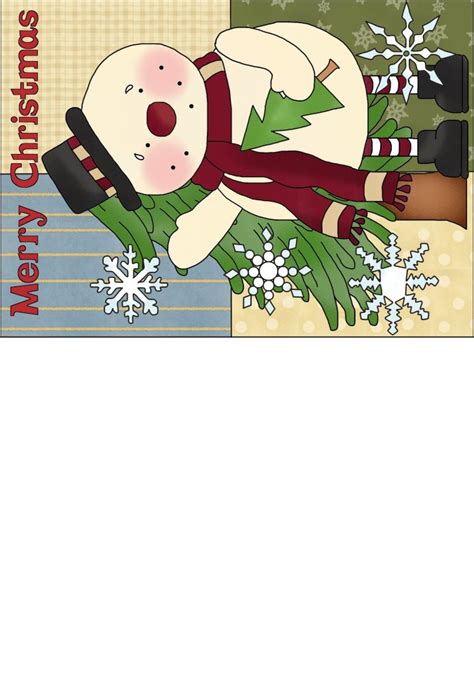 Merry Christmas Snowman Greeting Card - Printable