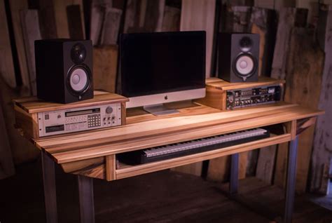Custom Made Studio Desk For Audio + Video Production W/ Keyboard Workstation Shelf And Rack ...