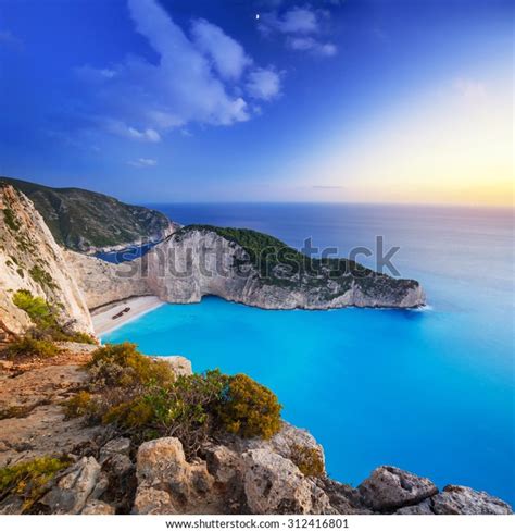 Navagio Beach Shipwreck Beach Sunset On Stock Photo (Edit Now) 312416801