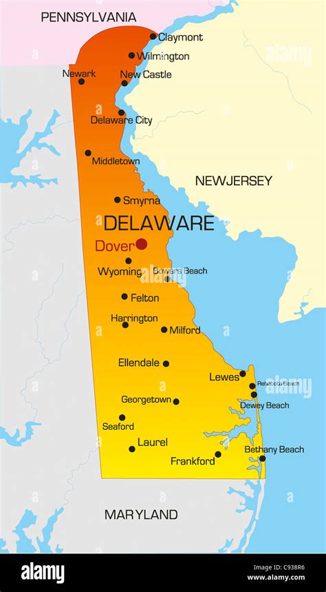 Vector color map of Delaware state. Usa Stock Photo - Alamy