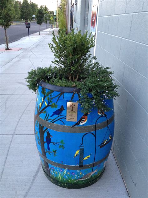 New Wine Barrel Planters Downtown