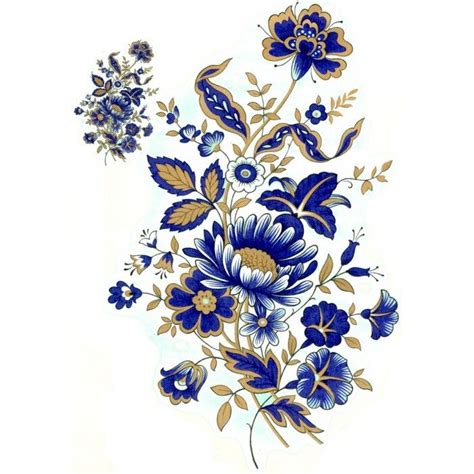 Zembillas decal 0621 - Dark Blue & Gold Flowers | Flower drawing design ...