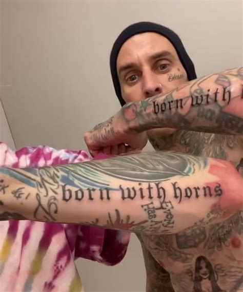 New MGK's and Travis Barker's tattoo(born with horns) : r/MachineGunKelly