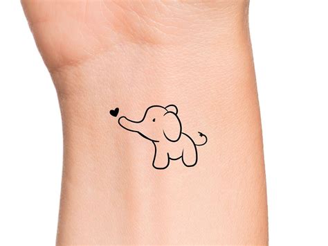 Baby Elephant Heart Temporary Tattoo / Animal Tattoo - Etsy