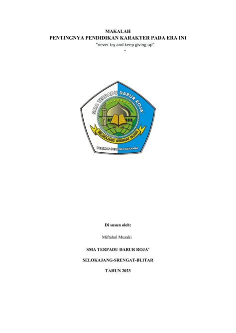 SOLUTION: Makalah pentingnya pendidikan karakter oleh miftahul muzaki ...