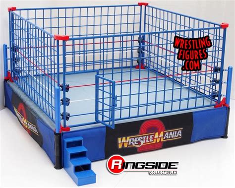 (Basic Version) - Authentic Scale Ring w/ WWE Classic Blue Steel Cage ...