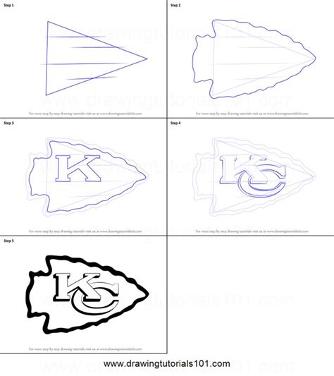 How to Draw Kansas City Chiefs Logo printable step by step drawing ...