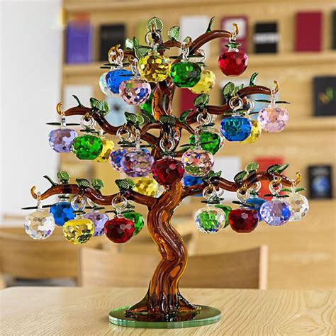 Christmas Crystal Glass Apple Tree Ornaments 36pcs Hanging Apples Home Decor Fengshui Figurines ...