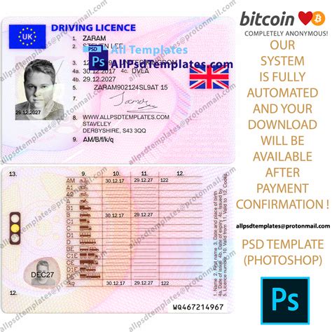 UK Driving License Template - ALL PSD TEMPLATES