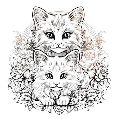 Premium AI Image | Zen Garden Cats Coloring Cards with Zentangle Yoga Cats for Relaxation