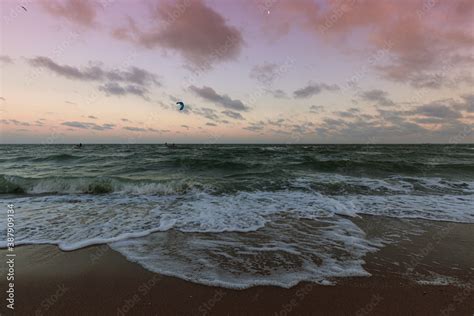 sunset on the north beach in corpus christi Texas Stock Photo | Adobe Stock