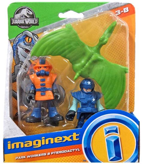 Jurassic World Imaginext Park Workers Pterodactyl Figure Set Mattel - ToyWiz