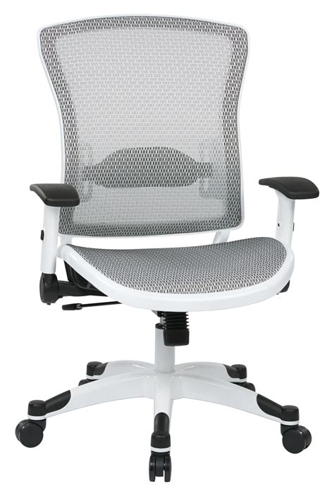 OfficeStar Space Seating 317W-W11C1F2W Series White Mesh Seat & Back Task Chair - WorkSmart