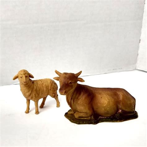 Vintage Nativity Scene Animals Cow Sheep Christmas Plastic Figures | Cow, Animals, Nativity