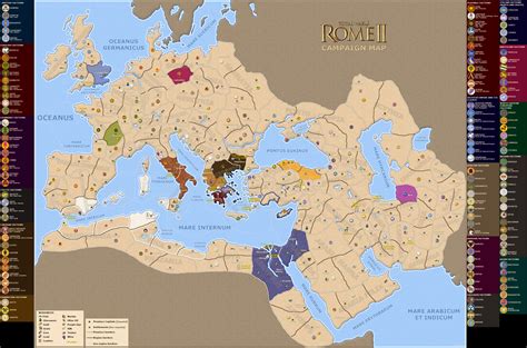 Rome II Campaign Map (Settlements, Resources, Wonders, Factions..etc)