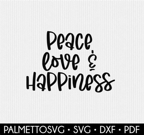 Peace Love and Happiness Clip Art Svg Dxf File Silhouette - Etsy