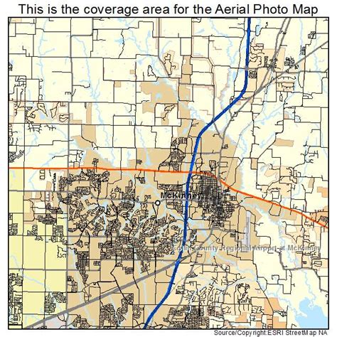 Aerial Photography Map of McKinney, TX Texas