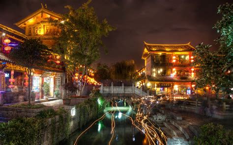 1680x1050 Resolution ancient city, lijiang, night 1680x1050 Resolution ...